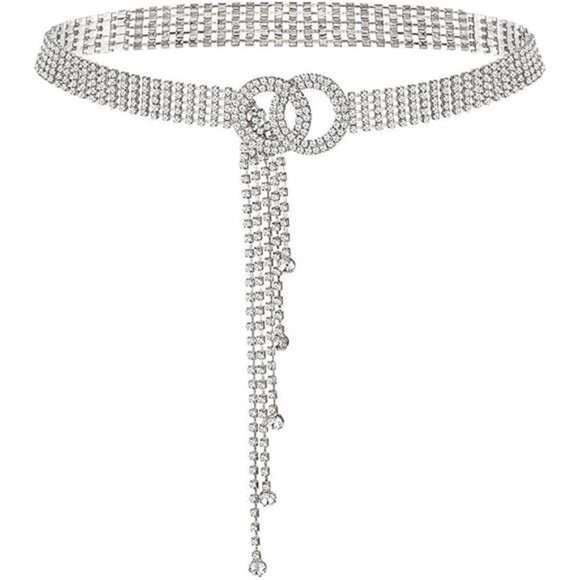 Crystal Belts for Women Rhinestone Waistband Belt for Dress Sparkle main image 6